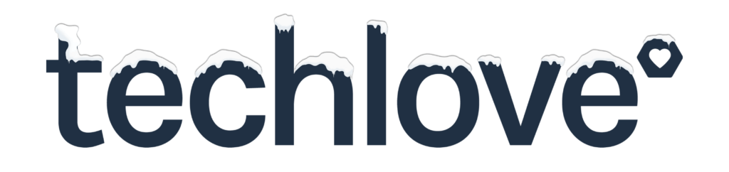 techlove logo with snow